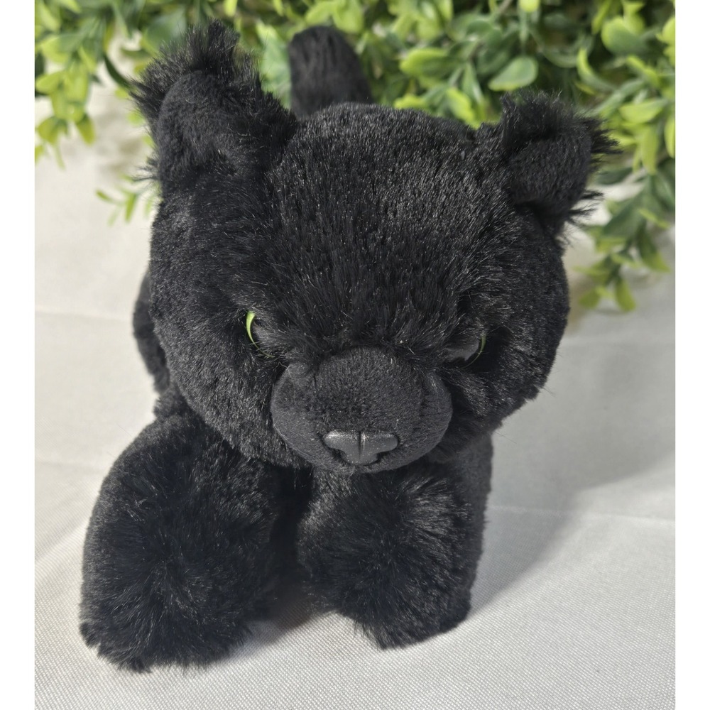 Aurora Mini Flopsie Twilight Black Cat Plush 8.5 Stuffed Animal Green Eyes Soft
